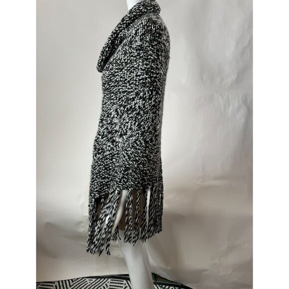 Ann Taylor Loft Acrylic Knit Cowl Neck Poncho With Fringe Made in Italy - Picture 3 of 16